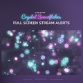 Cyan and pink crystal snowflake stream alert overlay.