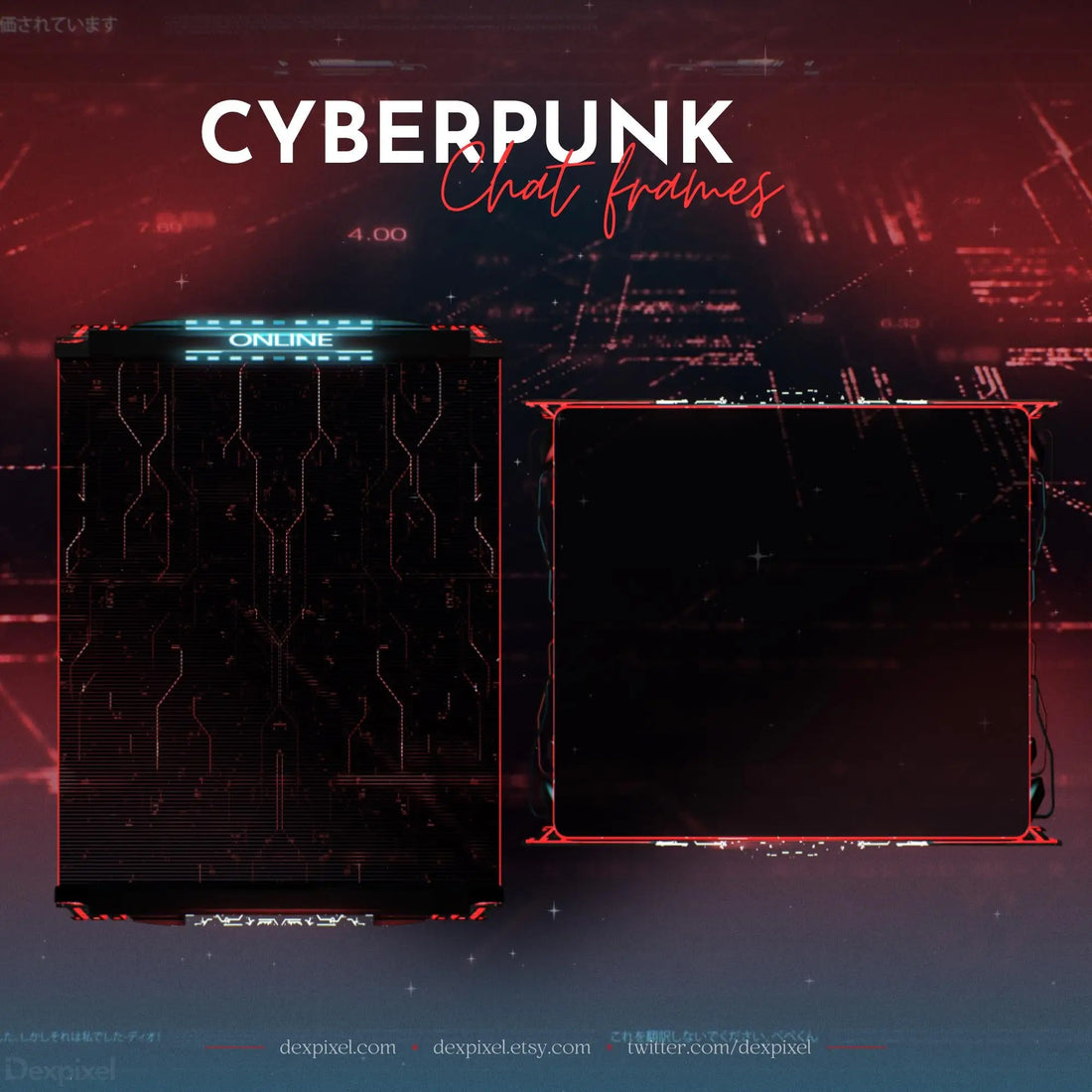 Cyberpunk Red Blue Animated Stream Scenes - Pack