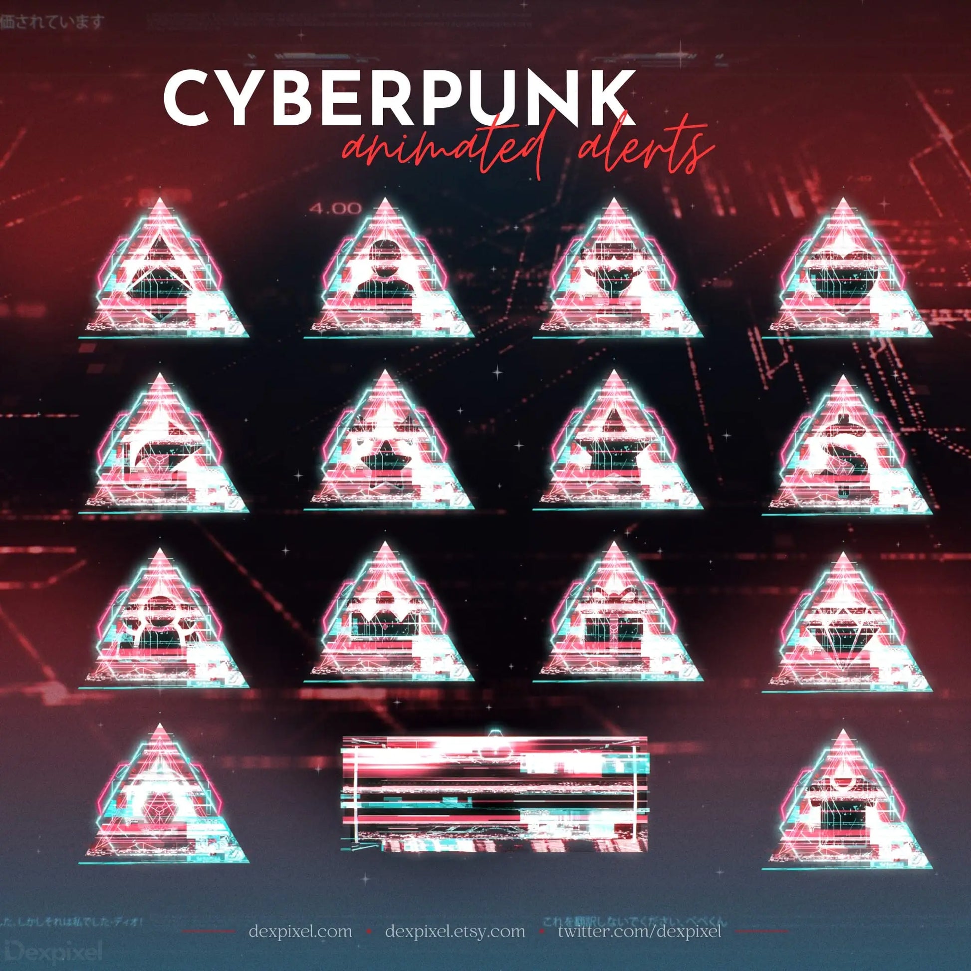 Cyberpunk Red Glitch Stream Alerts - Animated