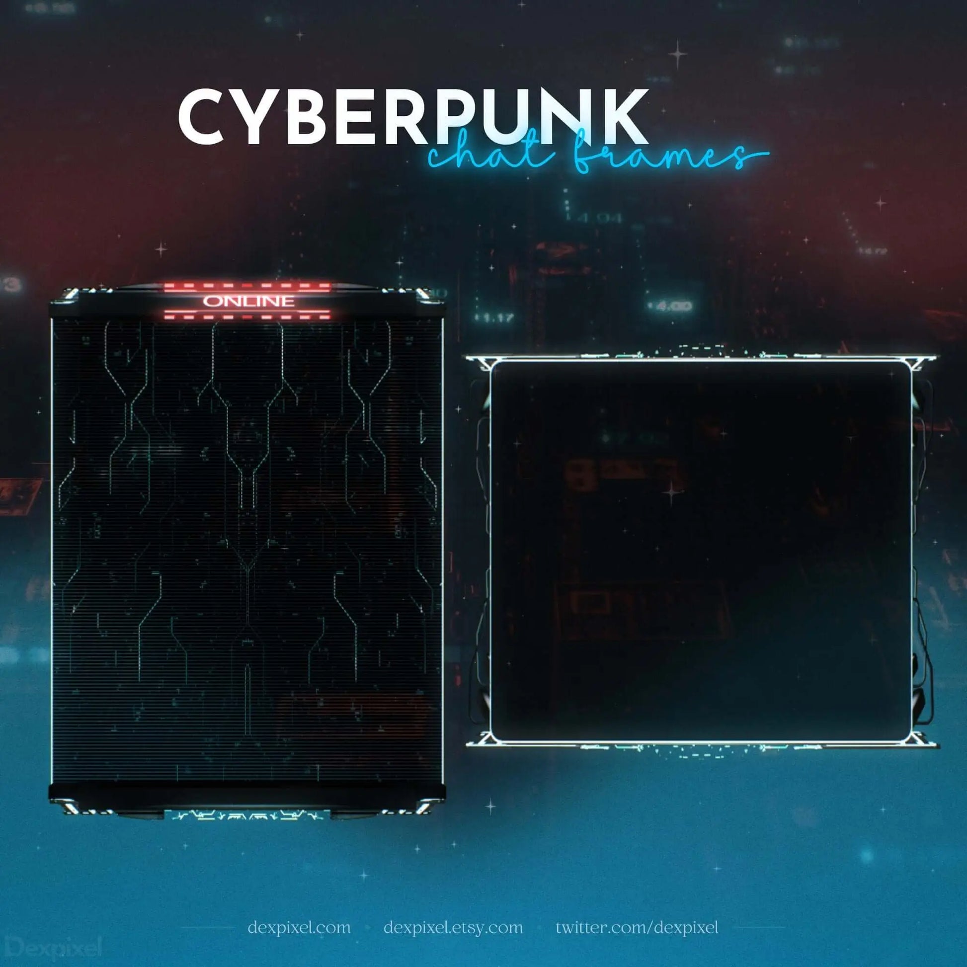 Cyberpunk Blue Animated Stream Scenes - Pack