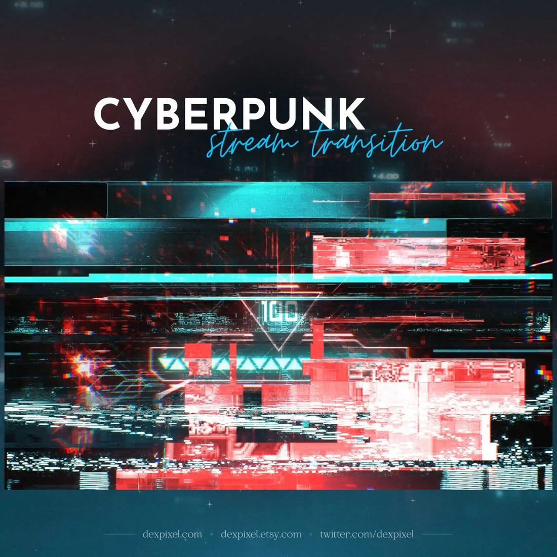 Cyberpunk Blue Red Glitch Stream Transition