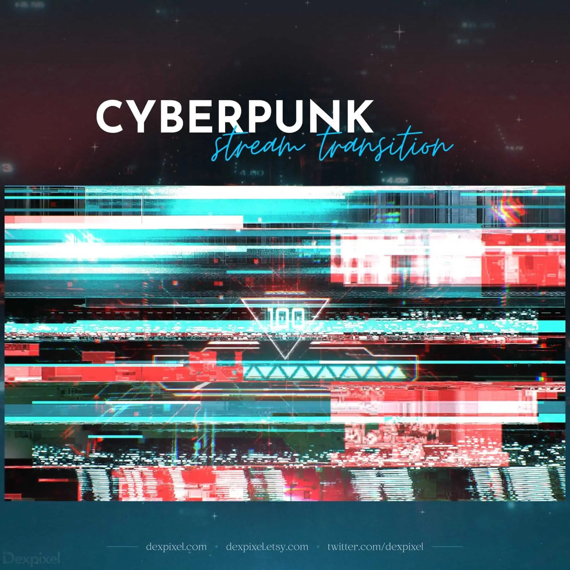 Cyberpunk Blue Red Glitch Stream Transition