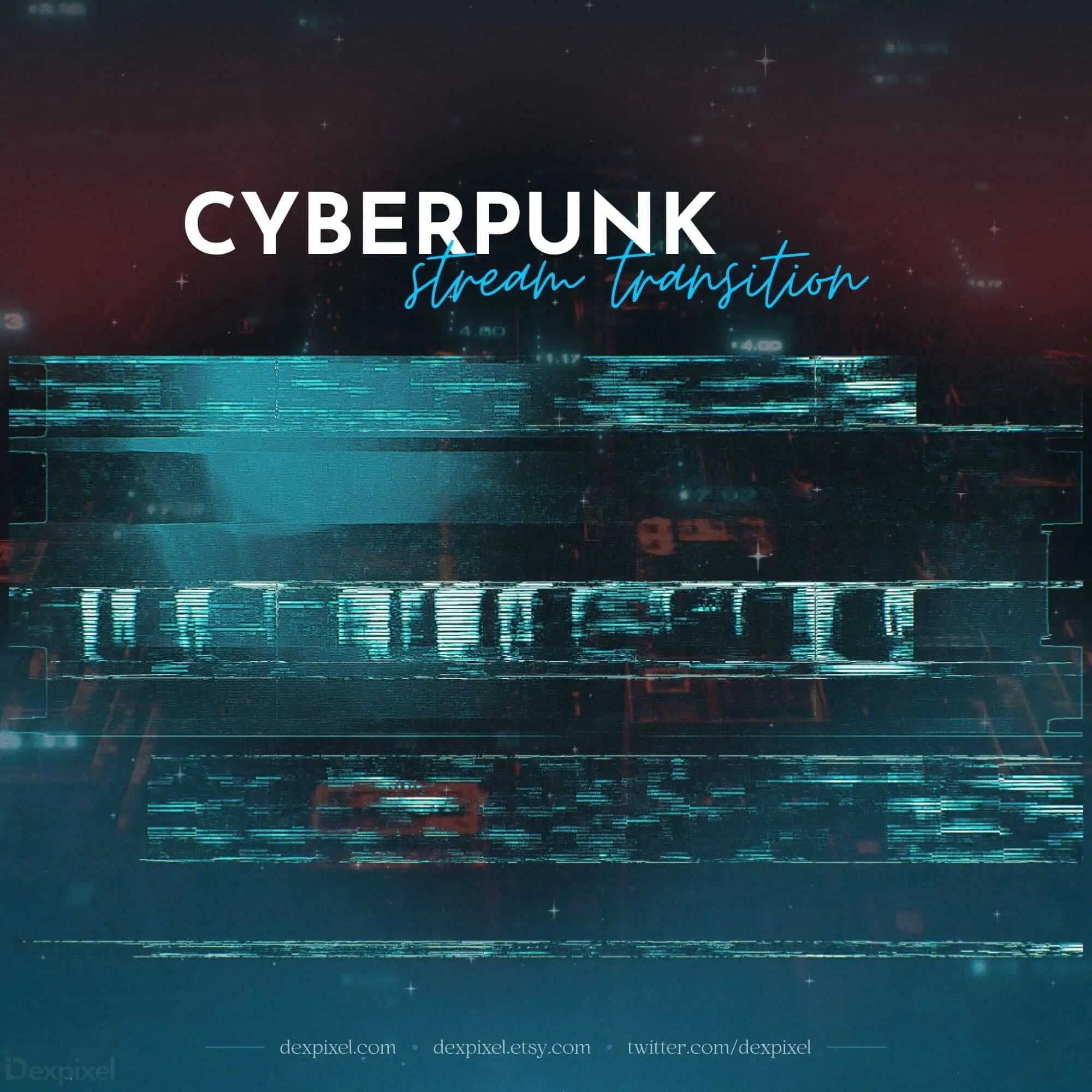 Cyberpunk Blue Red Glitch Stream Transition