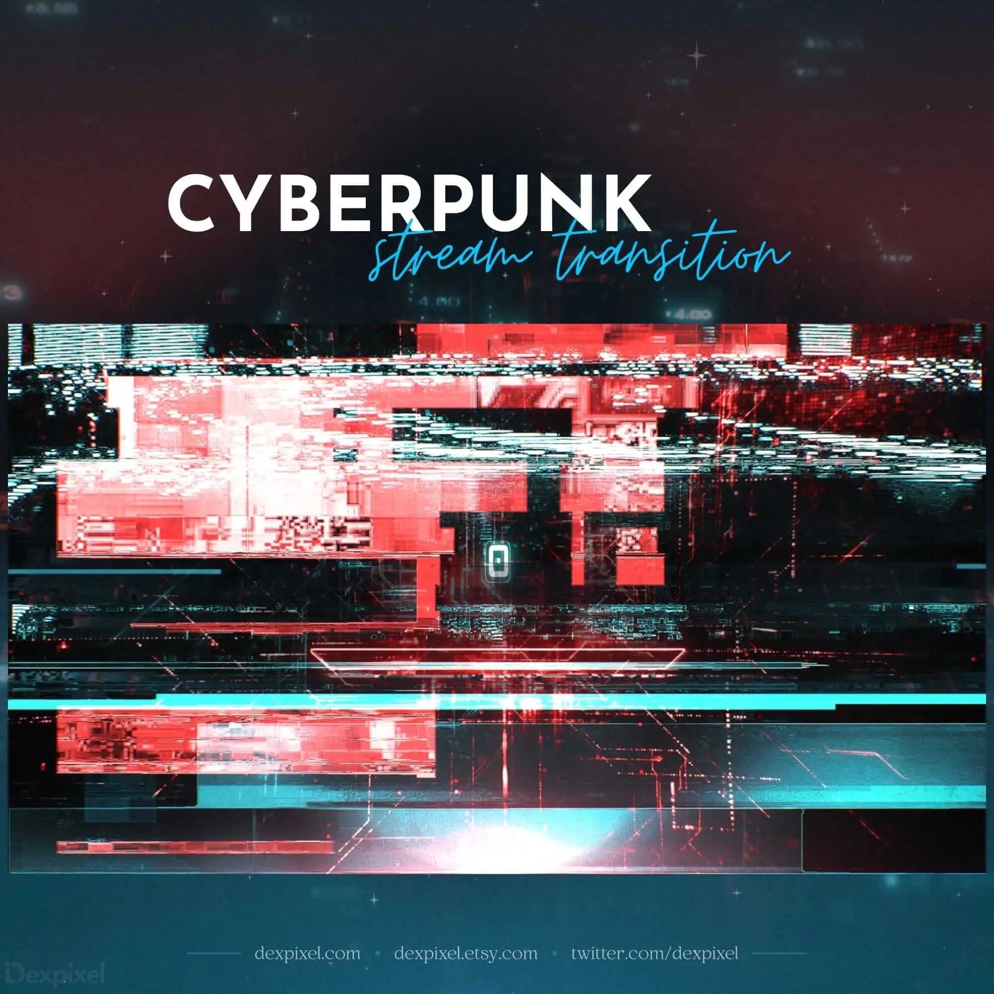 Cyberpunk Blue Red Glitch Stream Transition