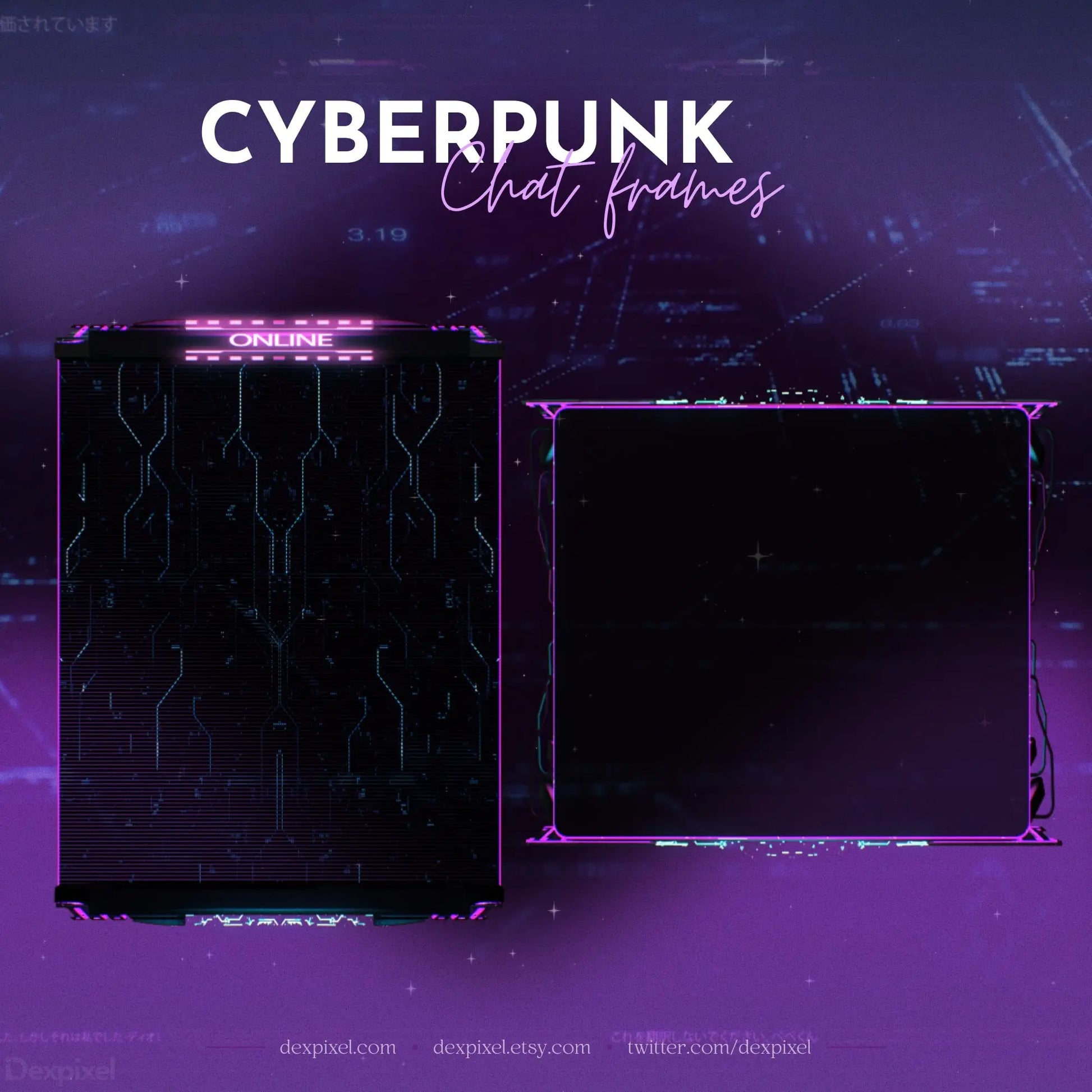 Cyberpunk Purple Animated Stream Scenes - Pack