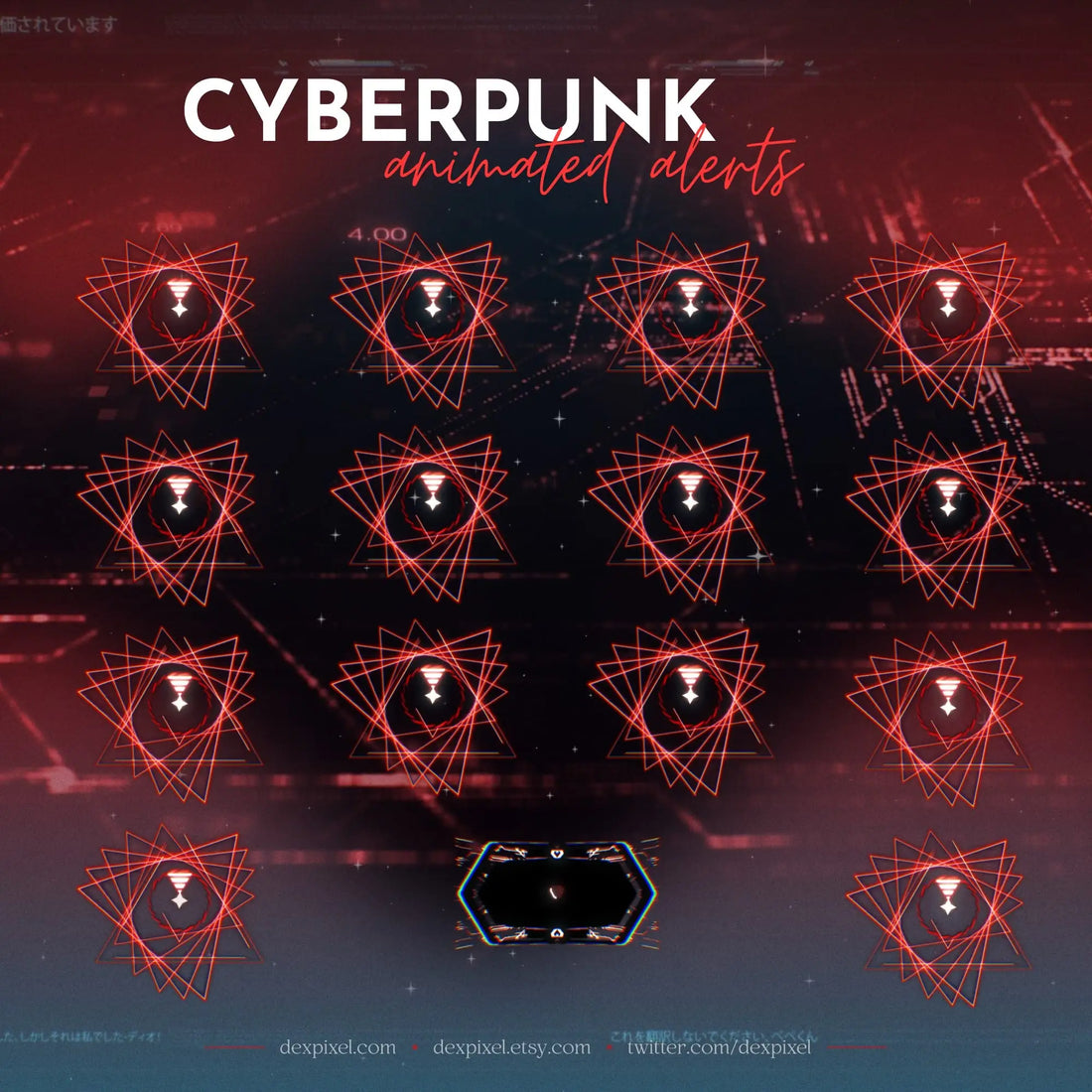 Cyberpunk Red Glitch Stream Alerts - Animated