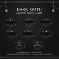 Dark gothic-themed stream alert overlay set with semicircular designs and anchor decorations.