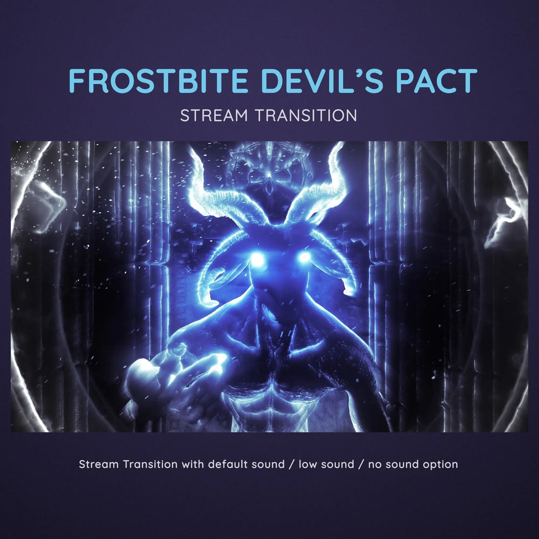 Glowing blue demonic figure with horns and wings in a mystical stream transition animation.