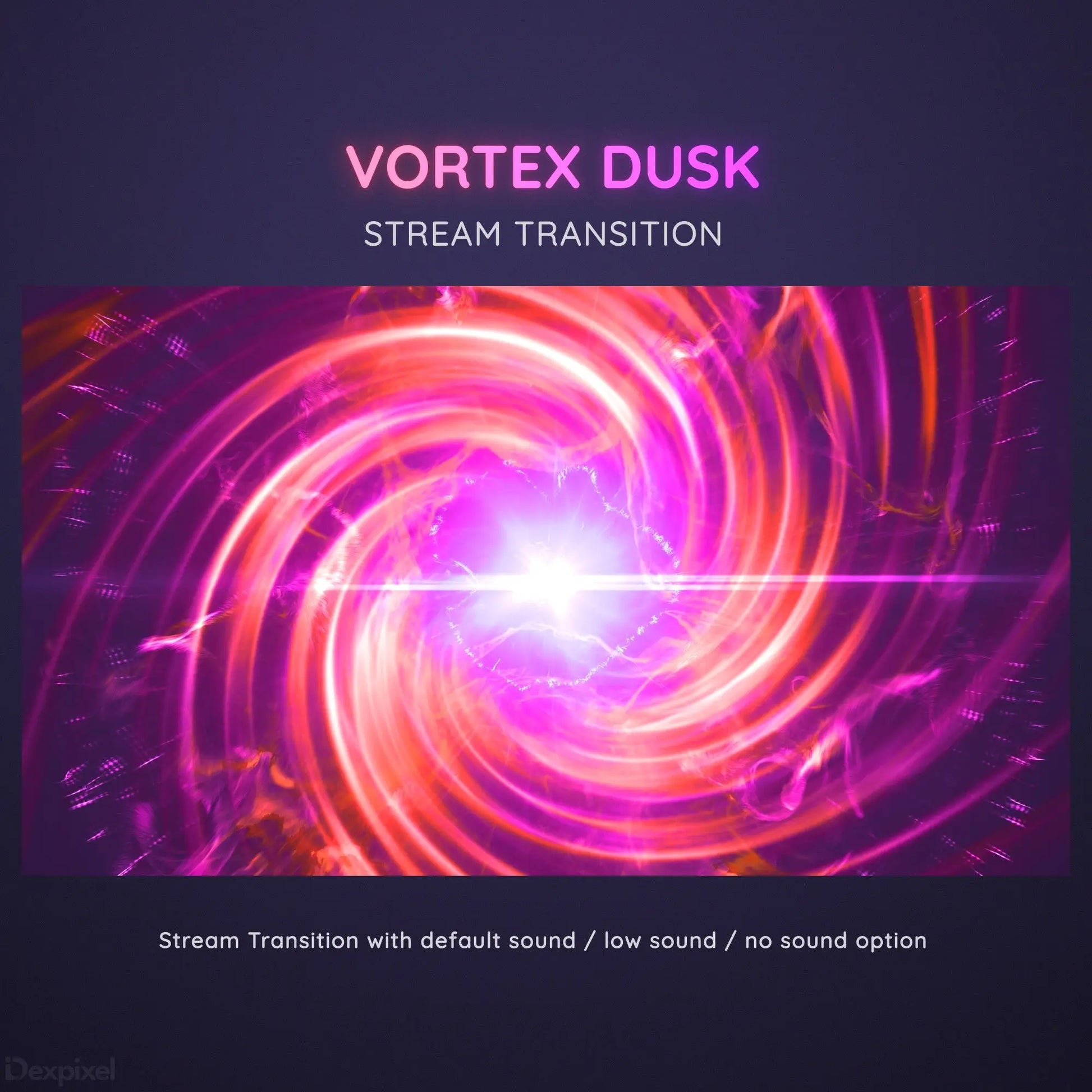 Swirling pink and purple vortex with glowing spiral light effects.