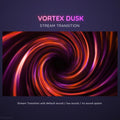 Swirling spiral vortex in purple, pink and orange hues.