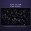 A digital stream transition featuring a pile of dark, stylized skulls and bones.