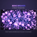 A pile of glowing purple skulls and bones.