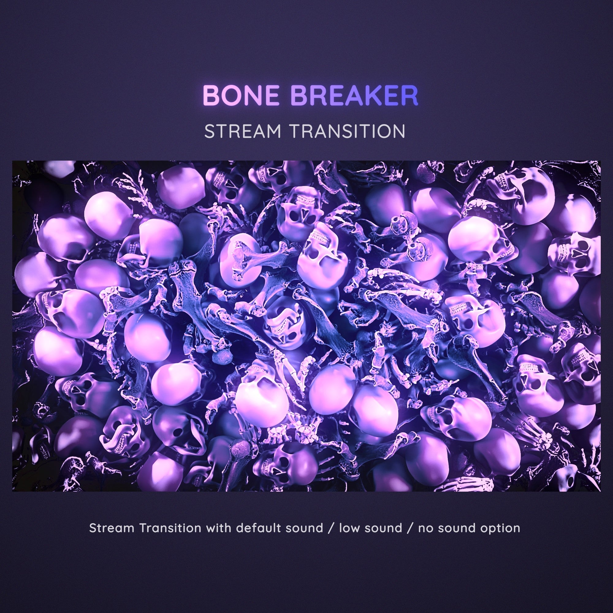 A pile of glowing purple skulls and bones.