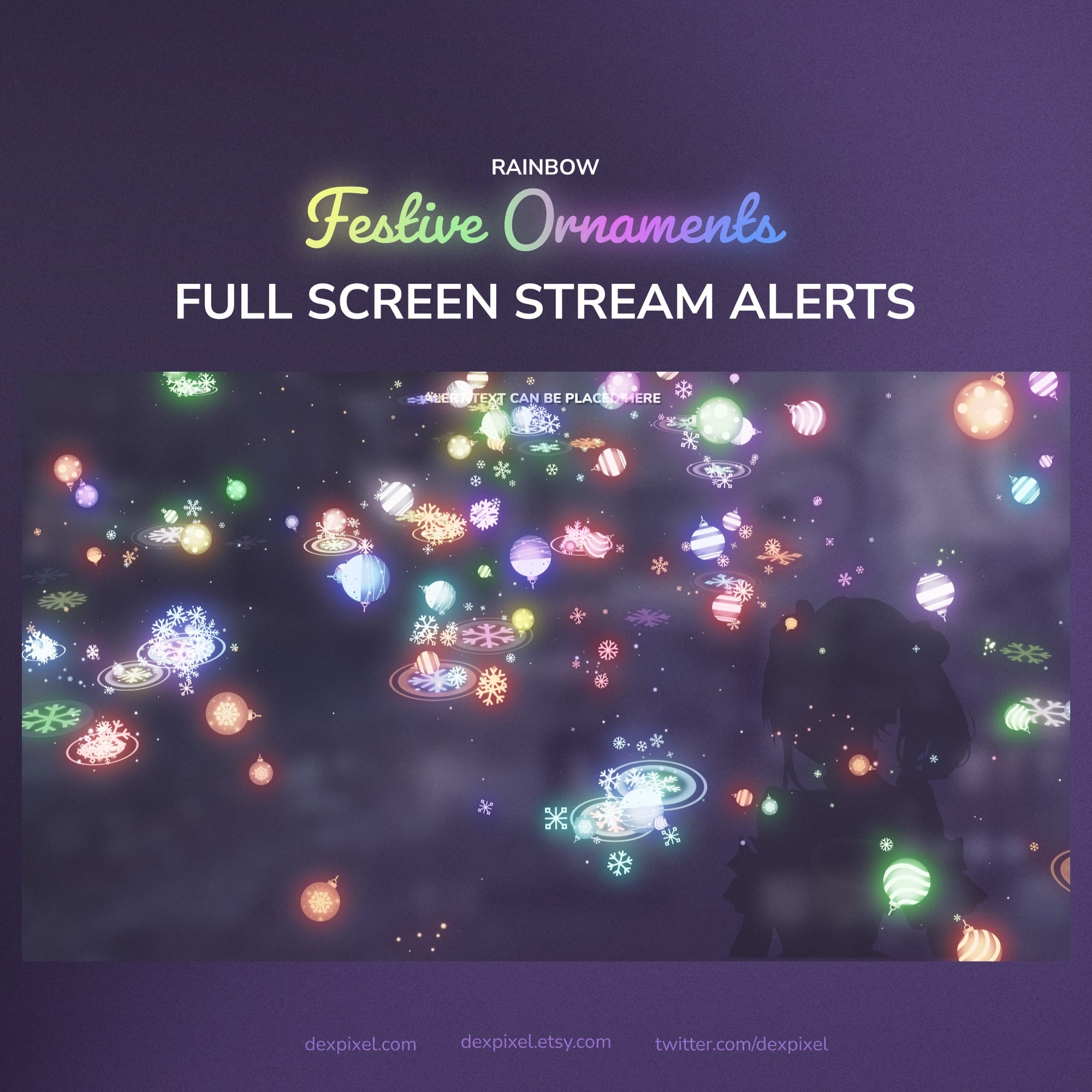 Festive Decorations Stream Alerts | Full Screen OBS | Dexpixel