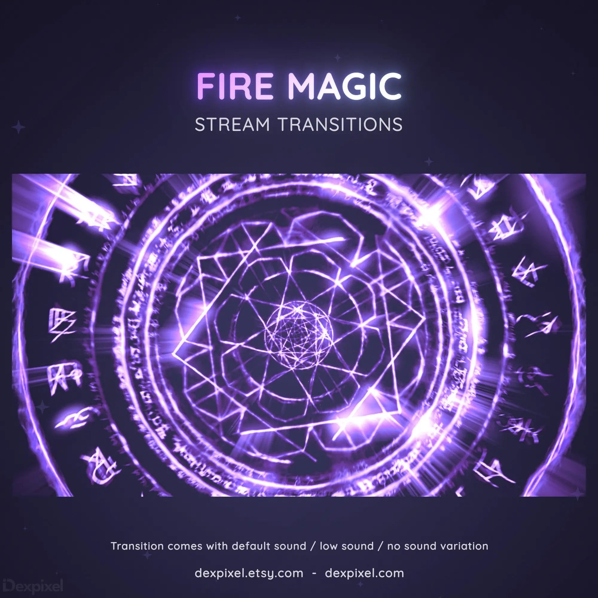 Glowing purple magical circle with geometric patterns and mystical symbols arranged in concentric rings.