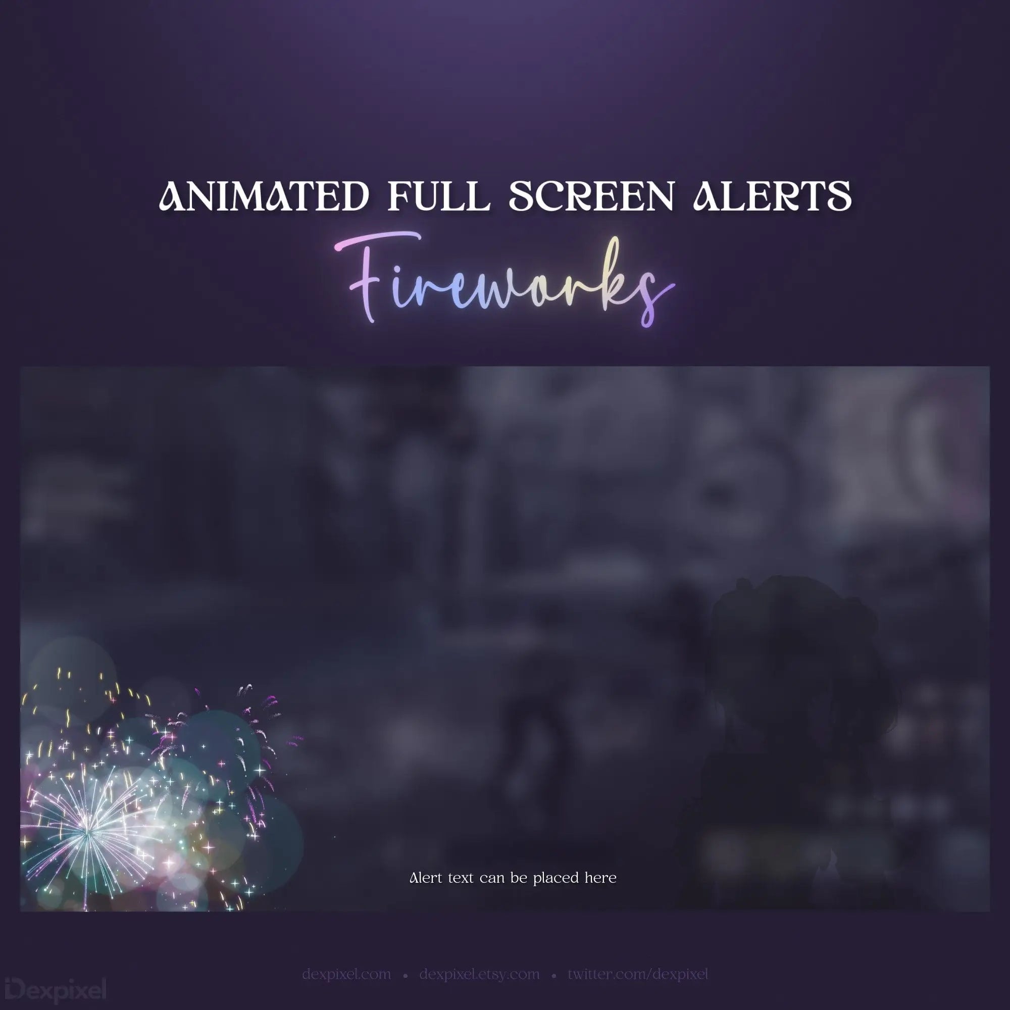 Animated fireworks alert template.