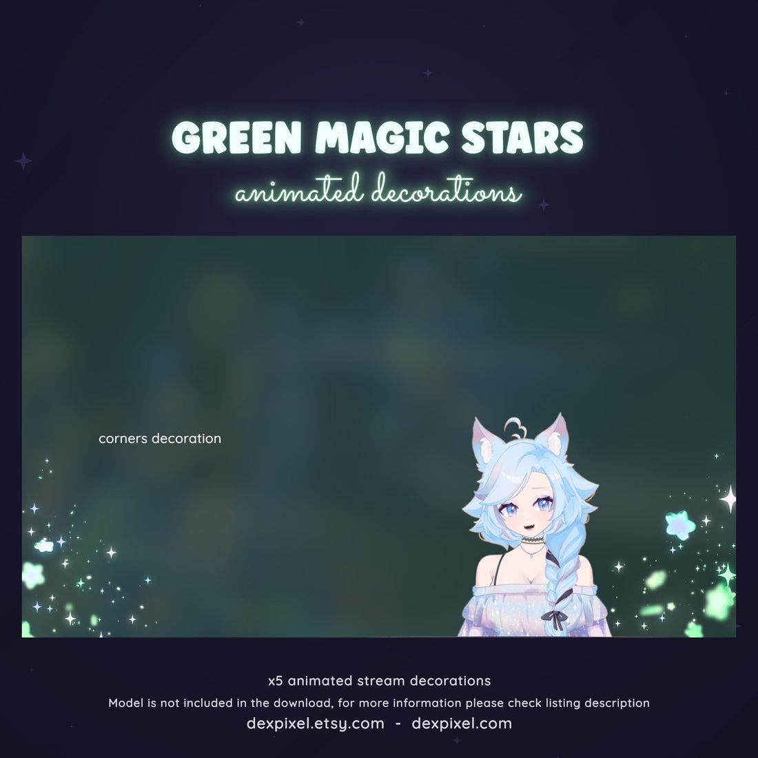 Green Stars Stream Decorations | Add Magic to Your Streams