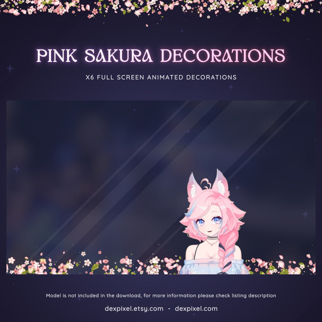 pink white sakura cherry blossom stream decoration
