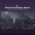 A digital graphic template for full-screen alerts with floral designs in blue.