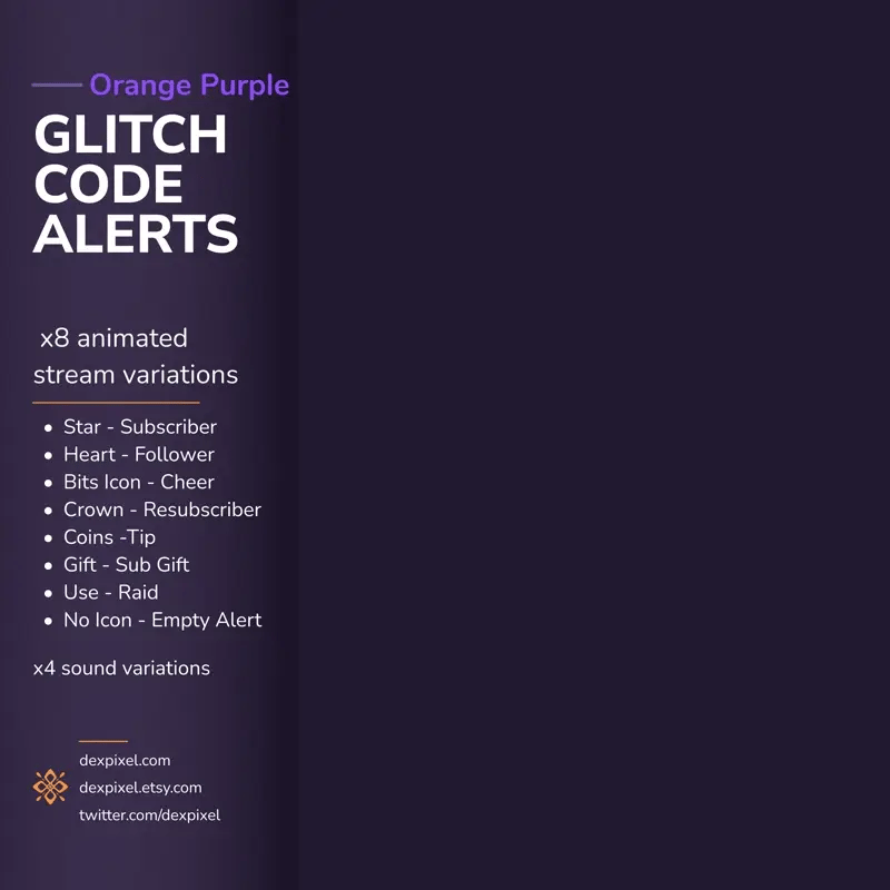 Animated stream alerts with sound variations.