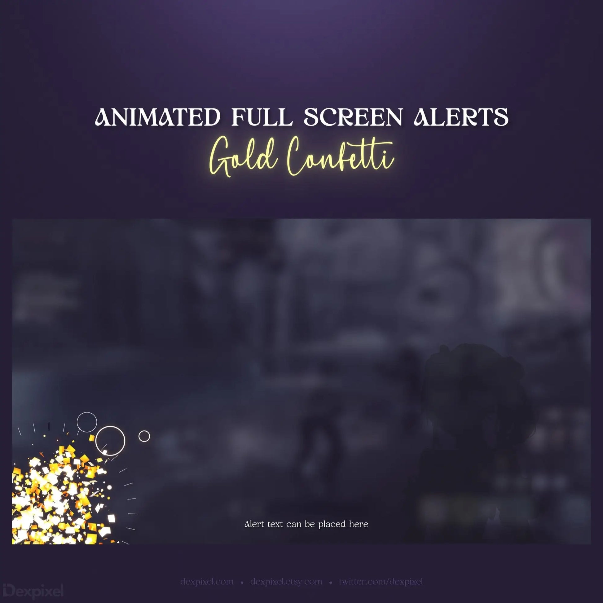 Animated gold confetti full screen alerts.