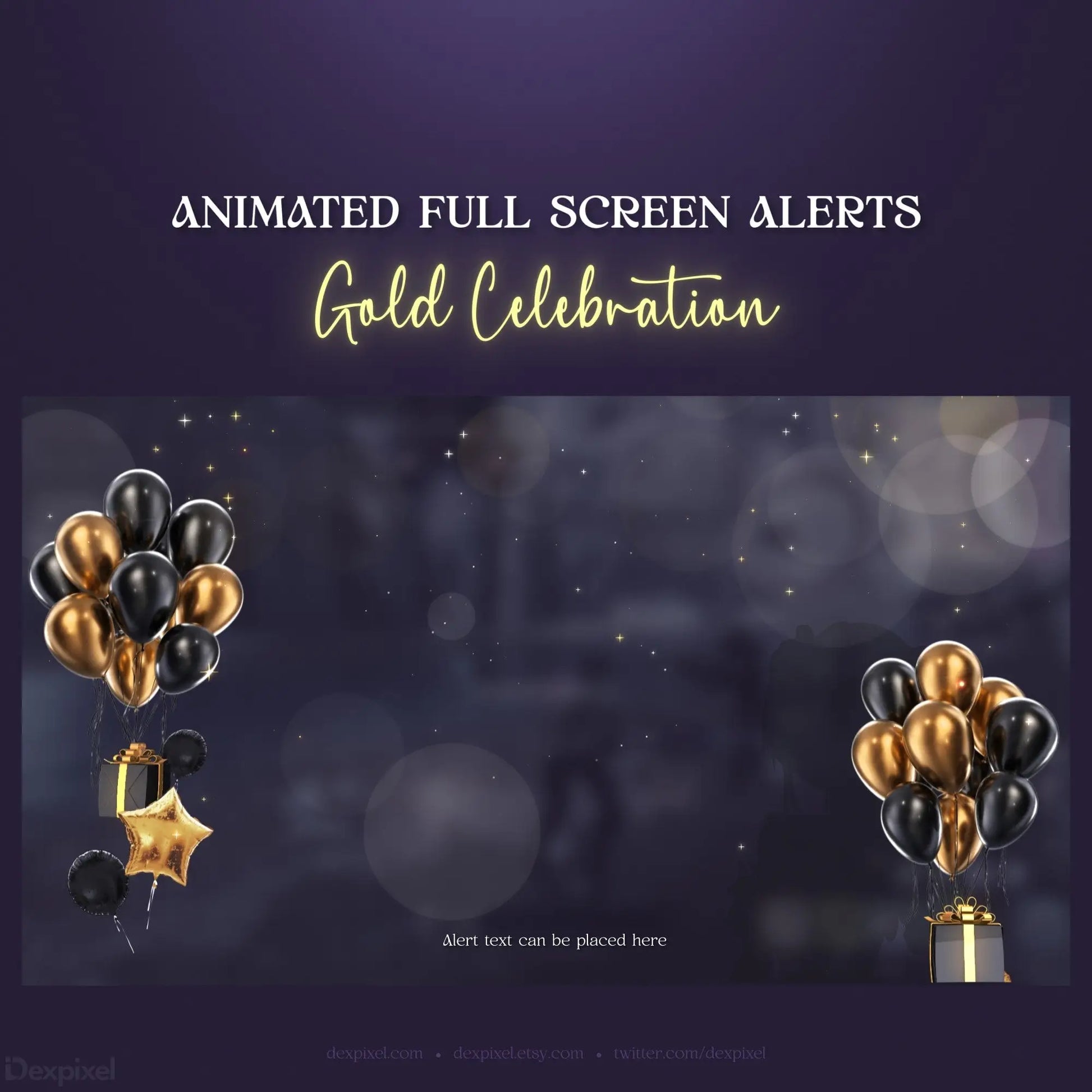 Animated gold celebration alert.