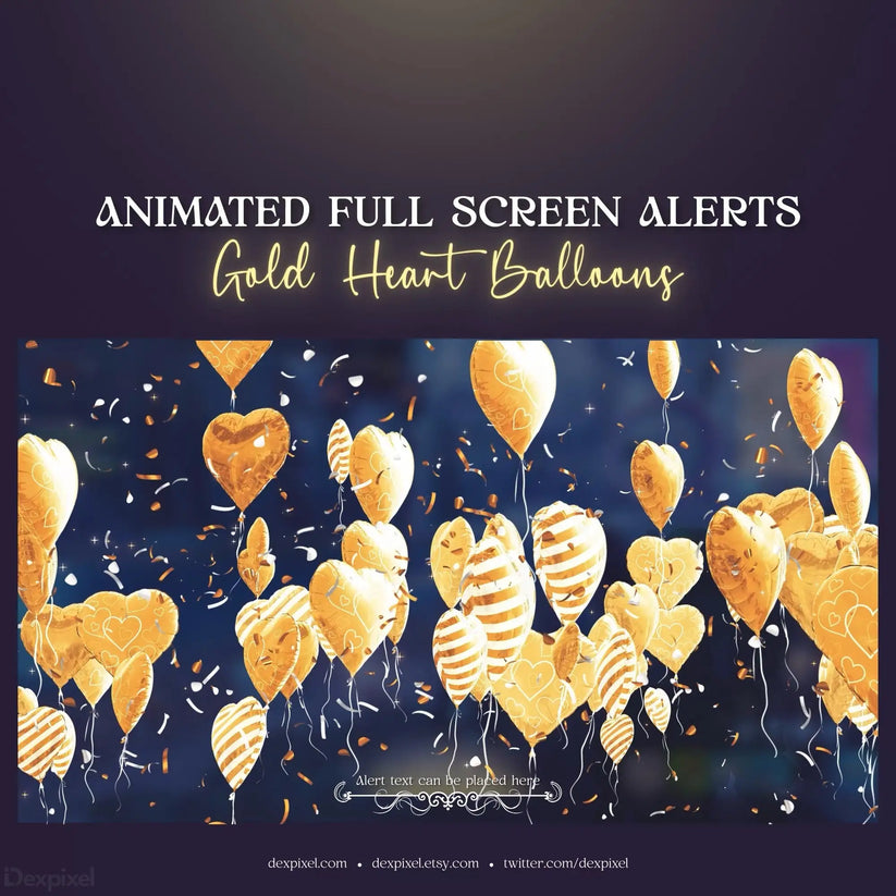 Gold Heart Balloons Stream Alerts