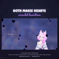Animated gothic-style heart decorations with a purple and pink color scheme.