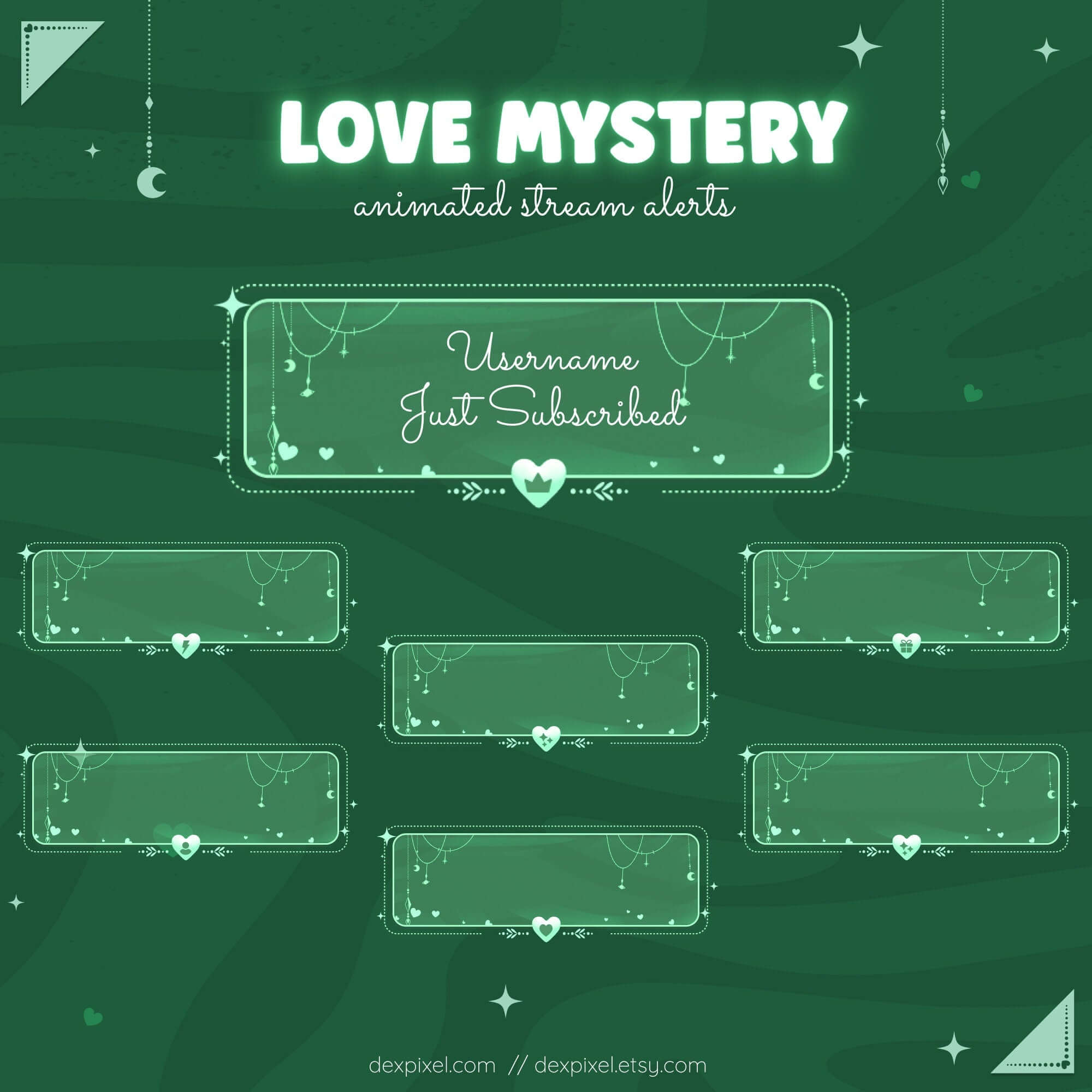 green celestial love mystery animated stream alerts
