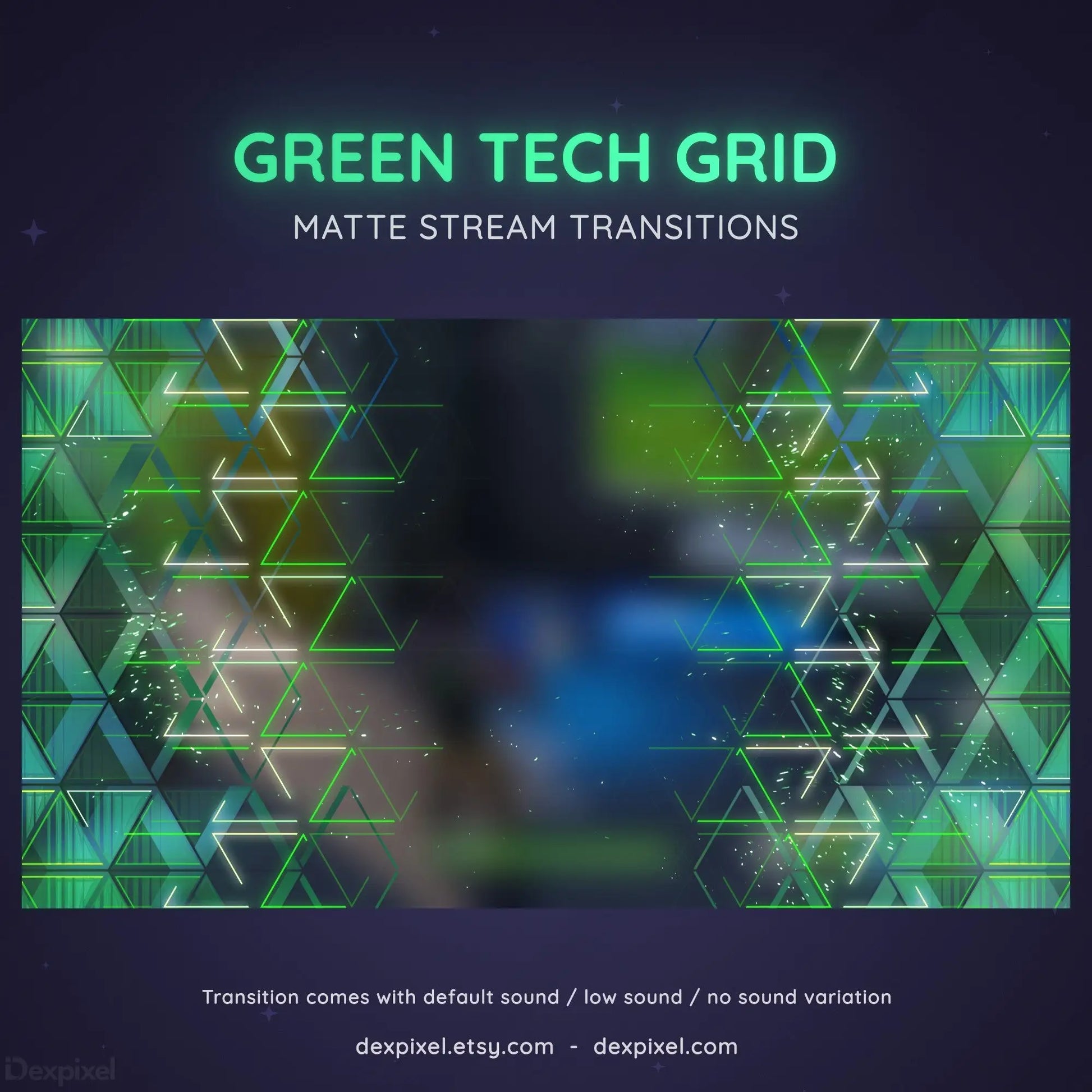 Digital transition graphics with green geometric grid patterns and tech-inspired visual effects.