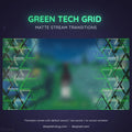 Geometric green grid pattern with glowing tech-style transitions and effects.