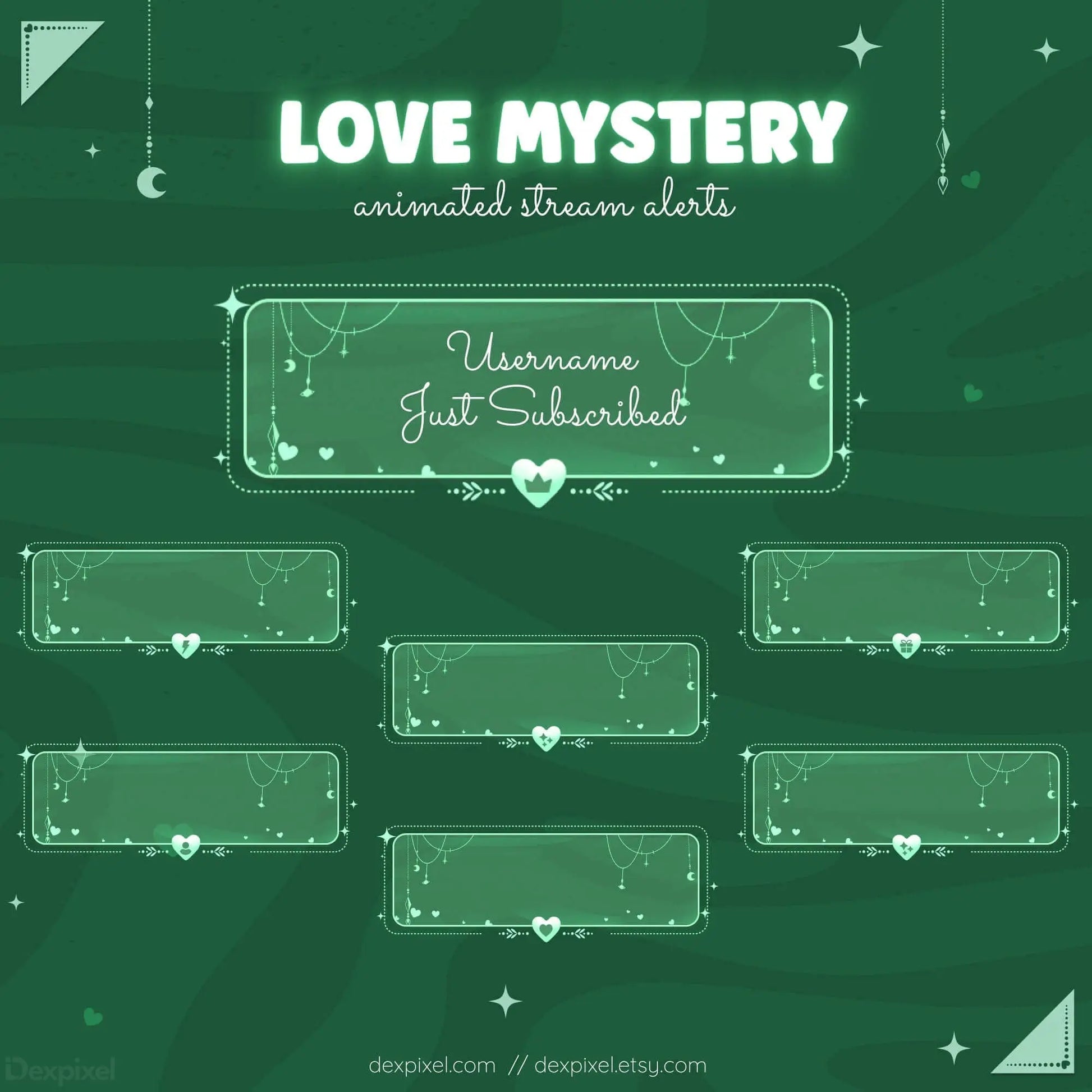 green celestial love mystery animated stream alerts
