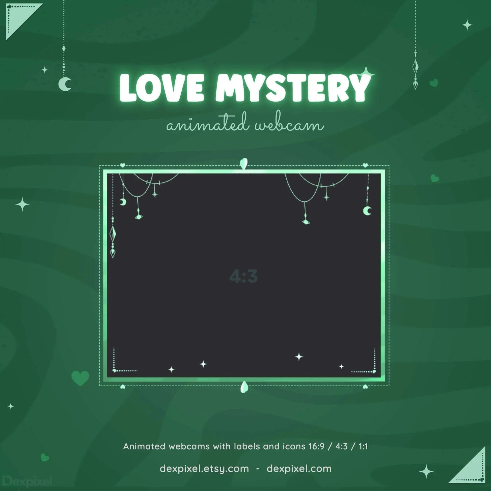 animated green love mystery webcam frame
