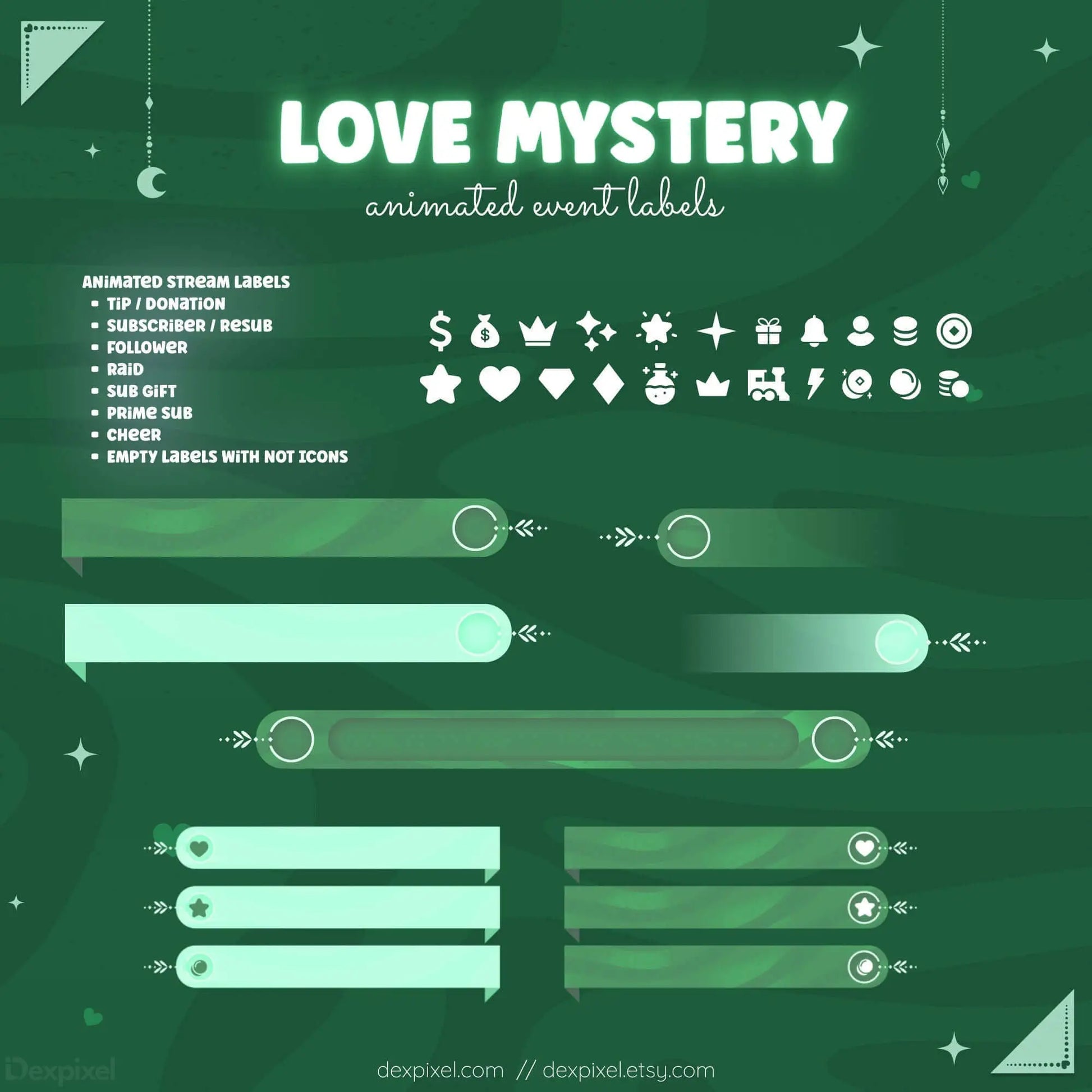 event labels green love mystery webcam overlay
