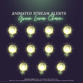 Glowing yellow-green sun icons arranged in rows for stream alerts.