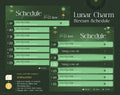 Stream schedule template with a lunar/celestial theme featuring dates from June 19-25.