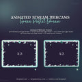 Animated floral celestial webcam overlay frames with green pastel dream stars and borders