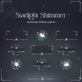 Collection of green shimmer starlight animated stream alert frames with celestial designs