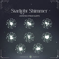 Set of green shimmer starlight animated stream alert icons with star effects