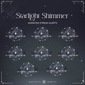 Animated stream alert designs with green shimmer starlight and celestial star patterns