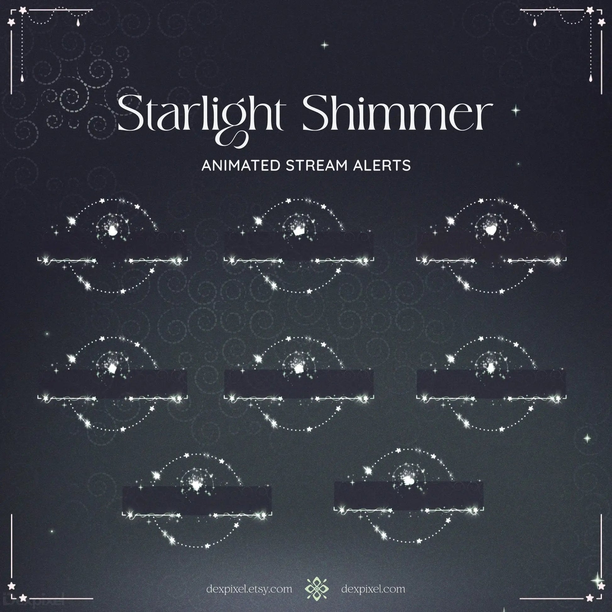 Animated Green Shimmer Starlight Alerts with celestial shimmering geometric patterns