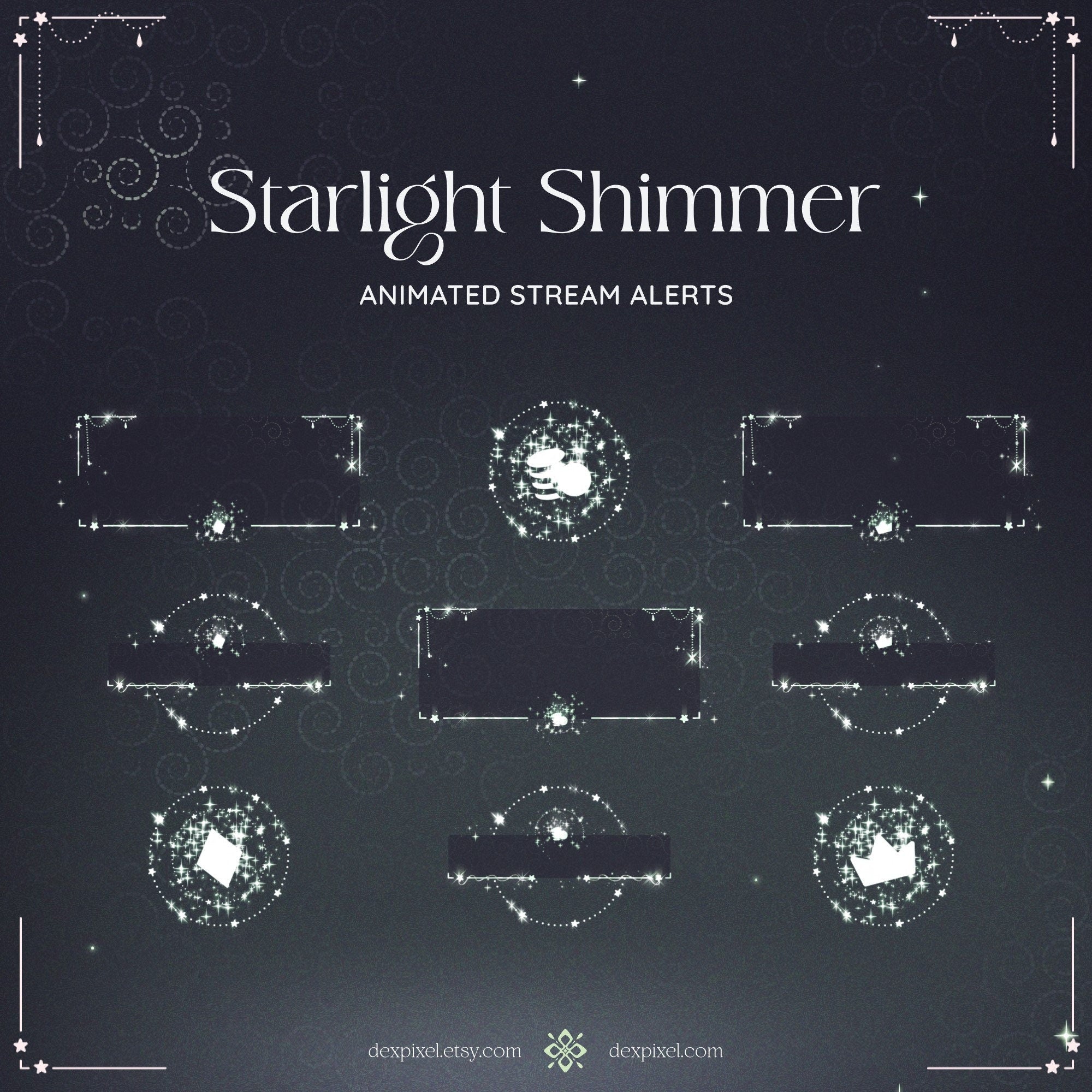 green shimmer starlight animated stream alerts
