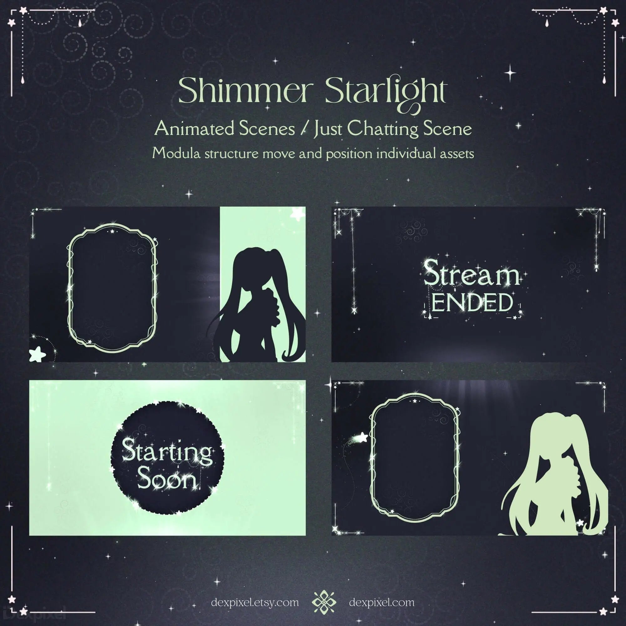 green starlight animated vtuber pack
