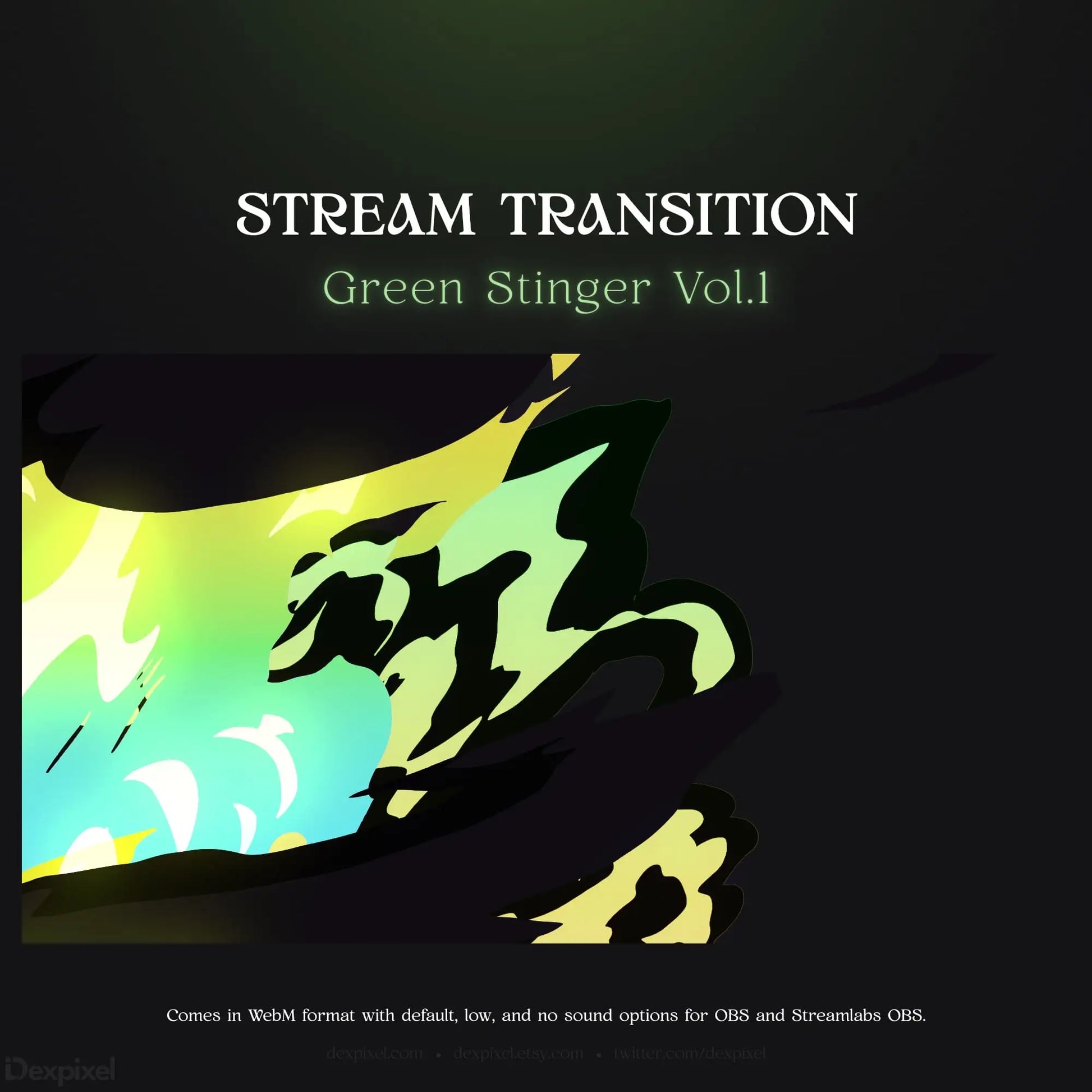 Green stream transition animation.