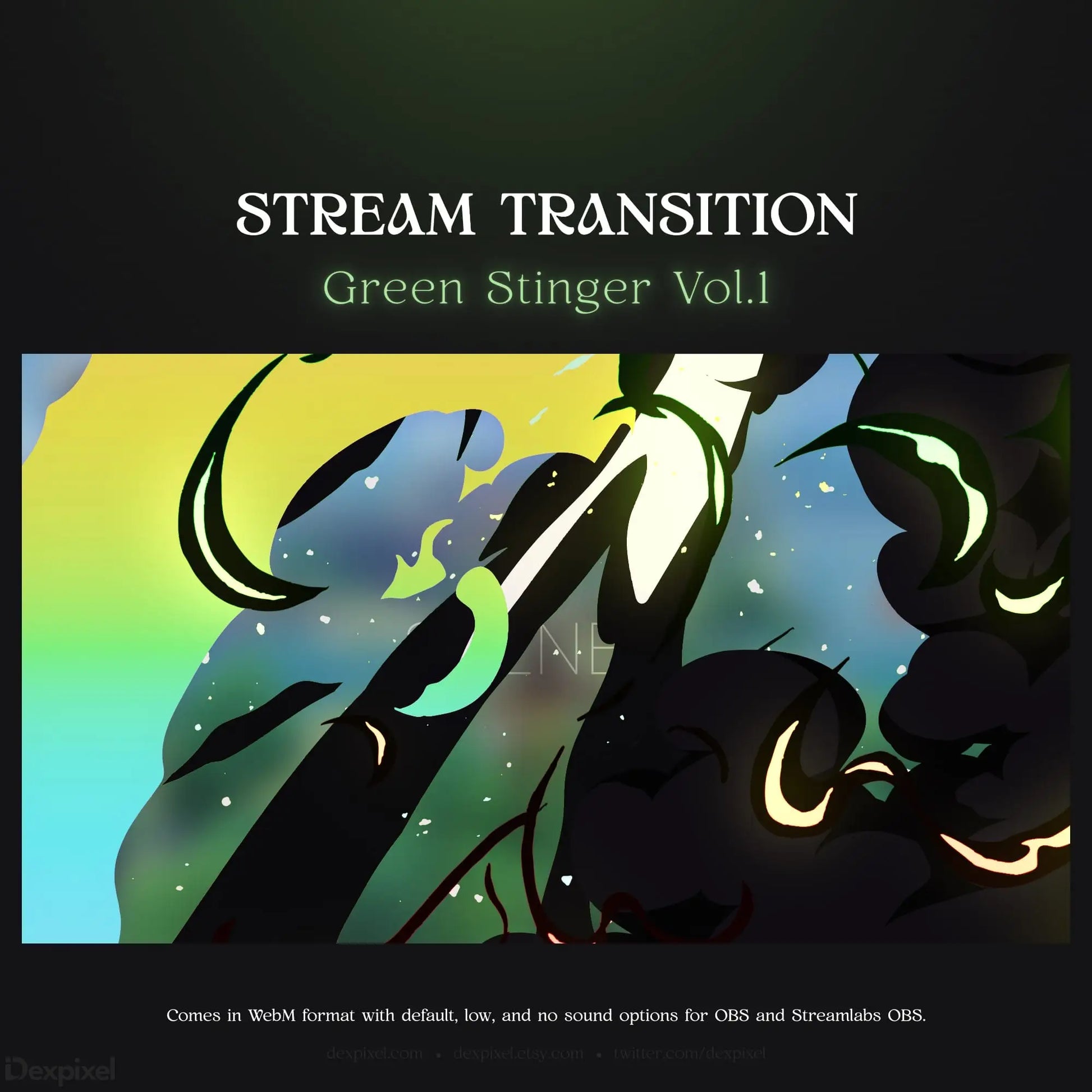 Green stream transition animation.
