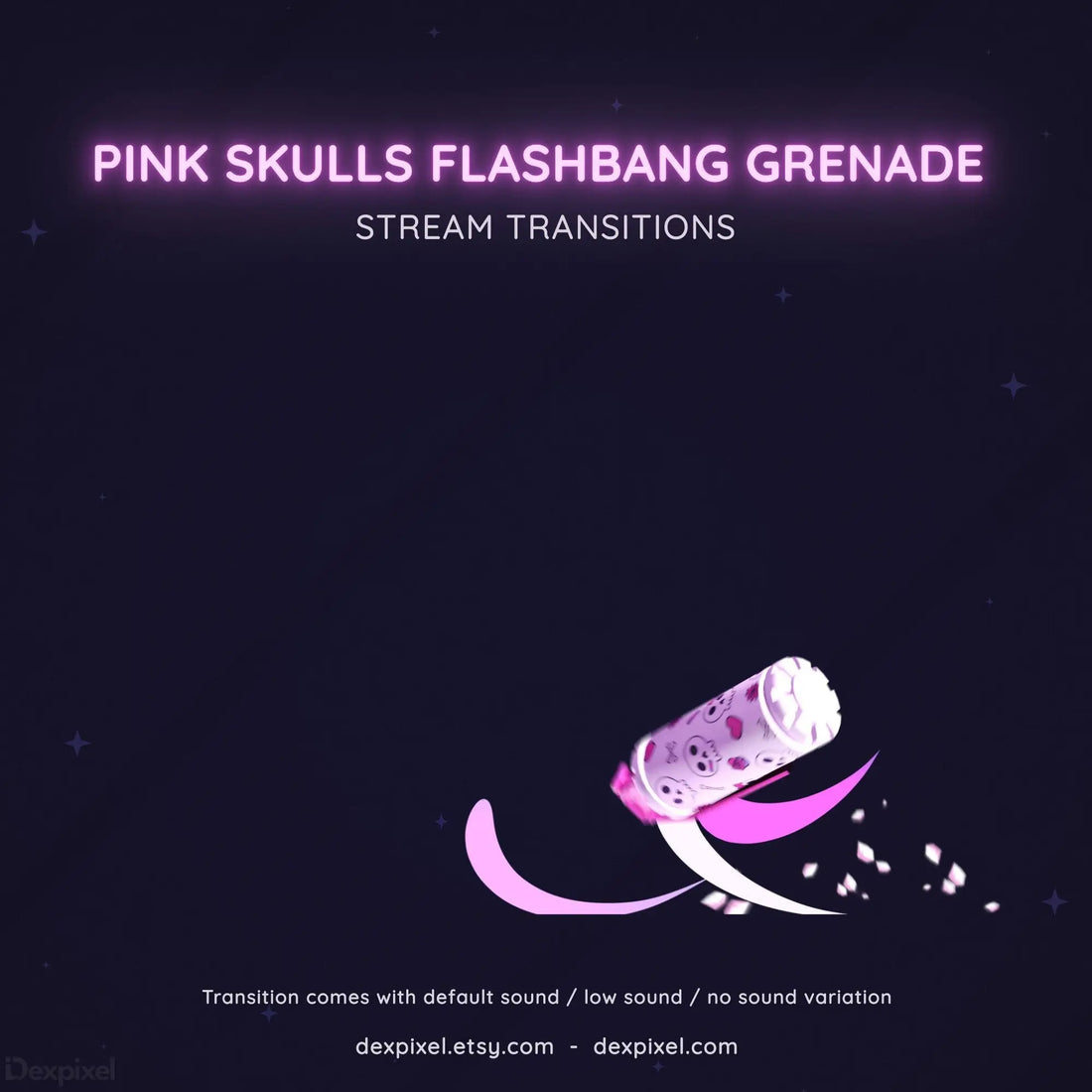 grenade flashbang pink skulls stream transition
