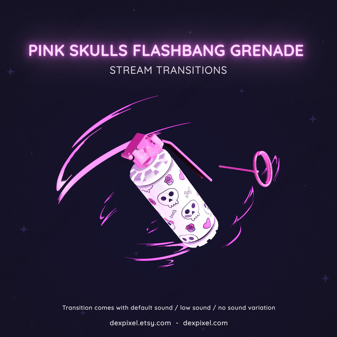 grenade flashbang pink skulls stream transition
