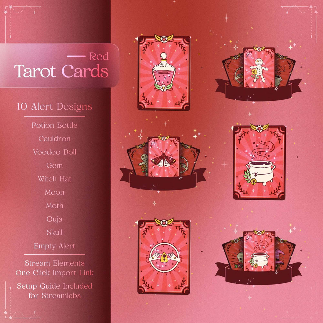 Red Gold Tarot Cards Stream Alerts