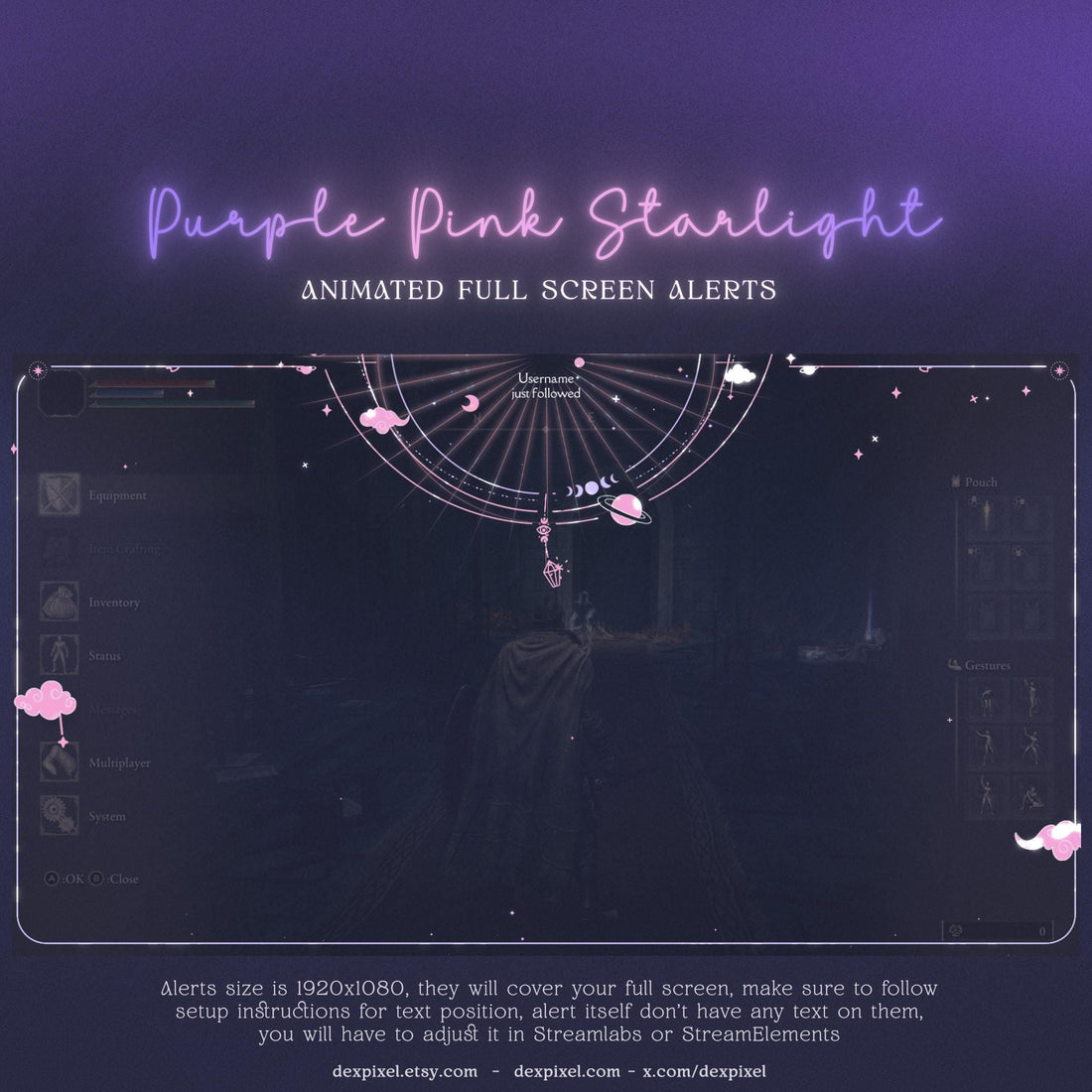 Purple Pink Starlight Animated Stream Alerts