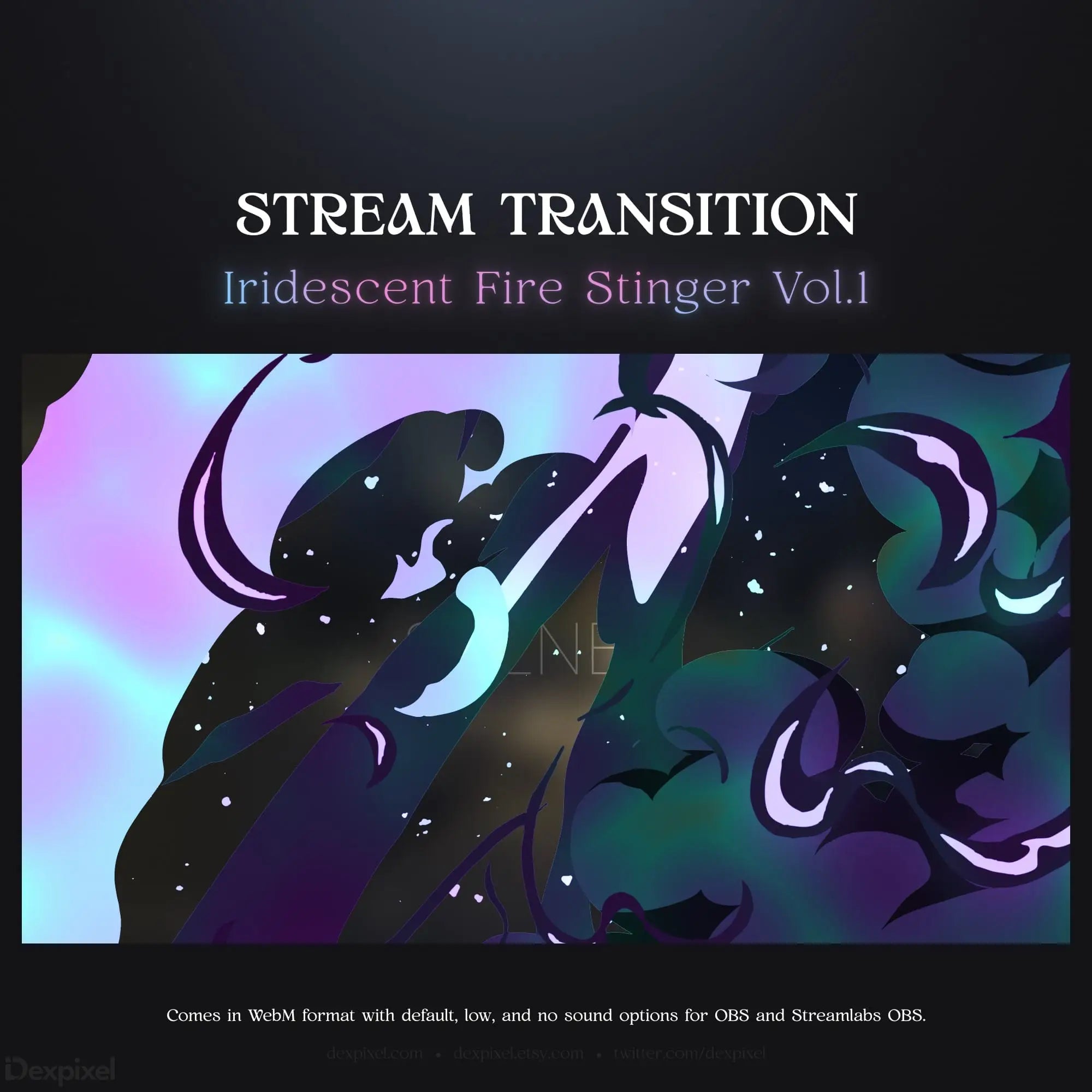 Iridescent stream transition.